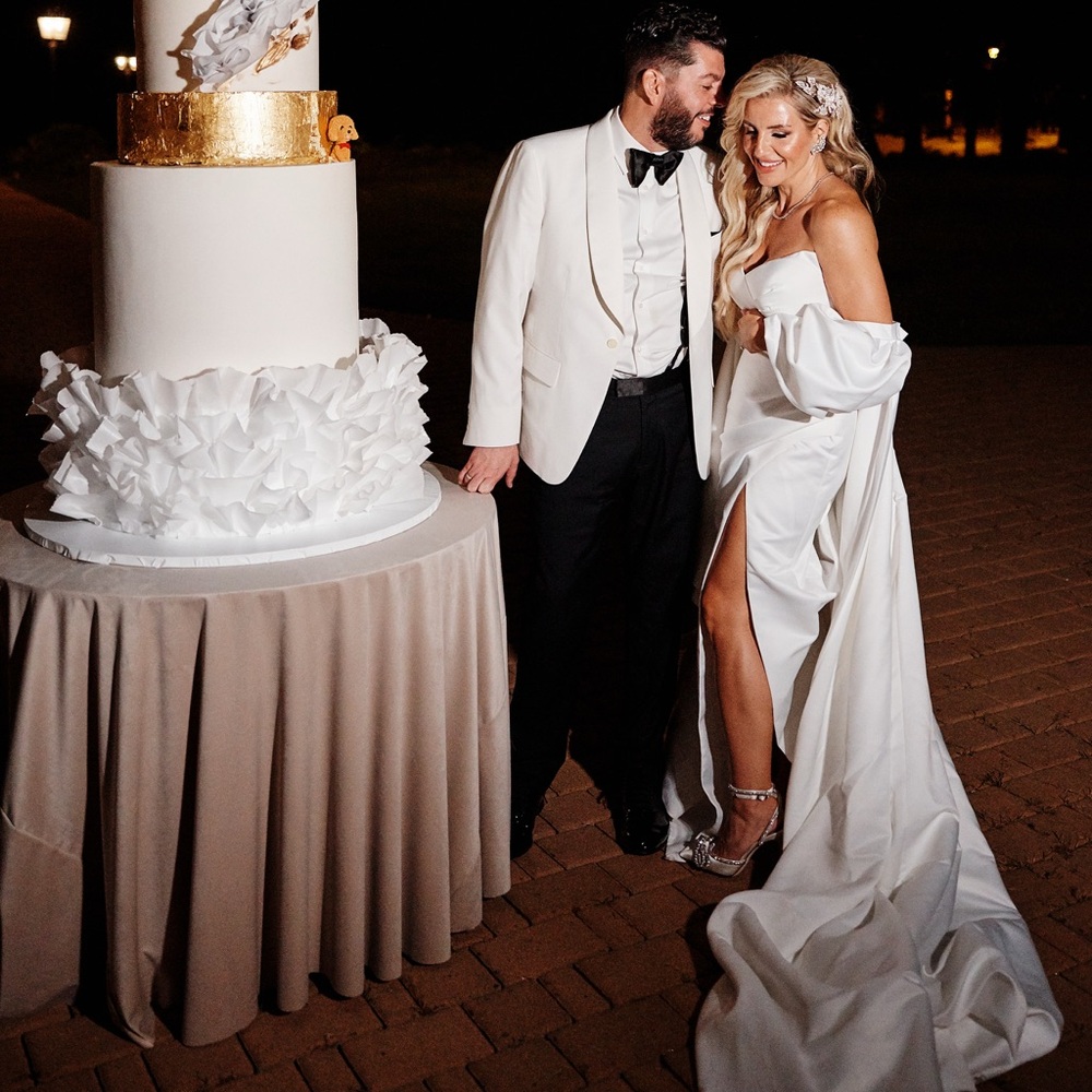 Gorgeous MillaNova Wedding Dress with detachable sleeves and cape